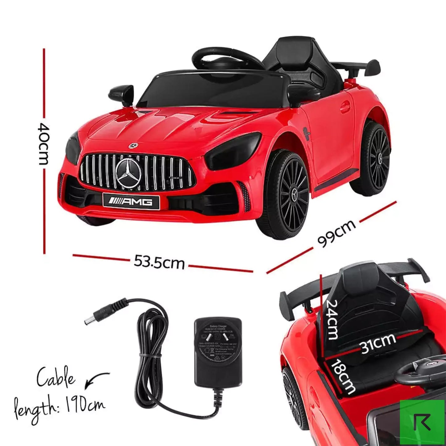 MERCEDES BENZ Kids Ride On Car Mercedes-Benz AMG GTR Electric Toy Cars 12V Red