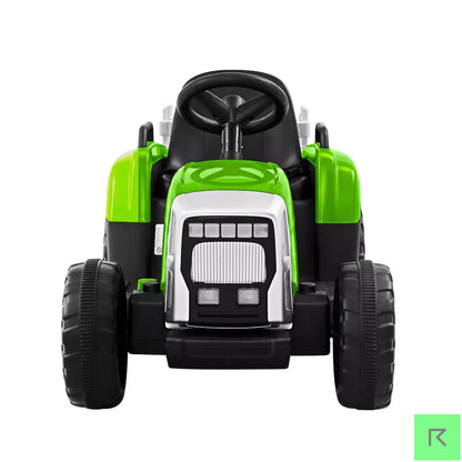 ROW KIDS Ride On Car Tractor Trailer Toy Kids Electric Cars 12V Battery Green