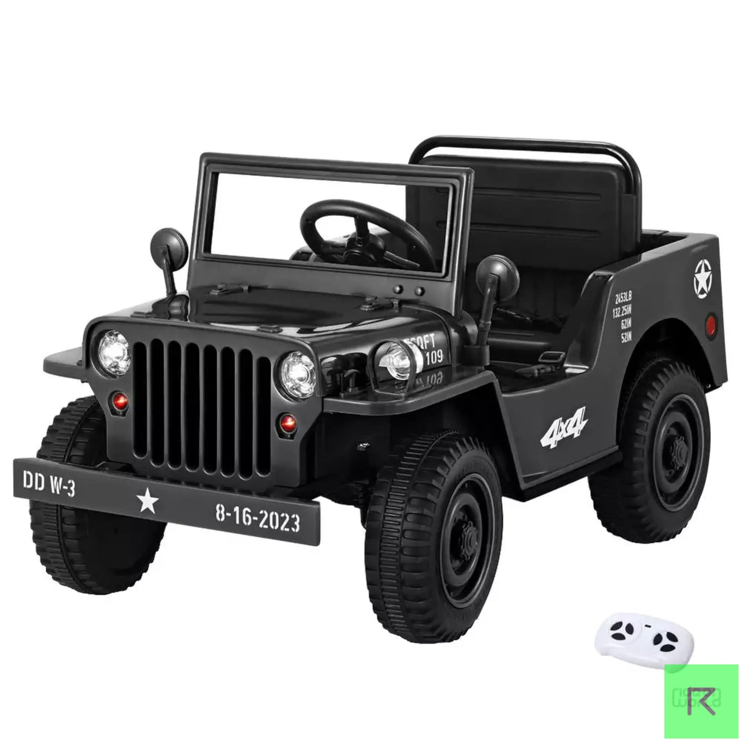 Army Jeep Kids Black Electric Ride On Car - Kids ride on electric car