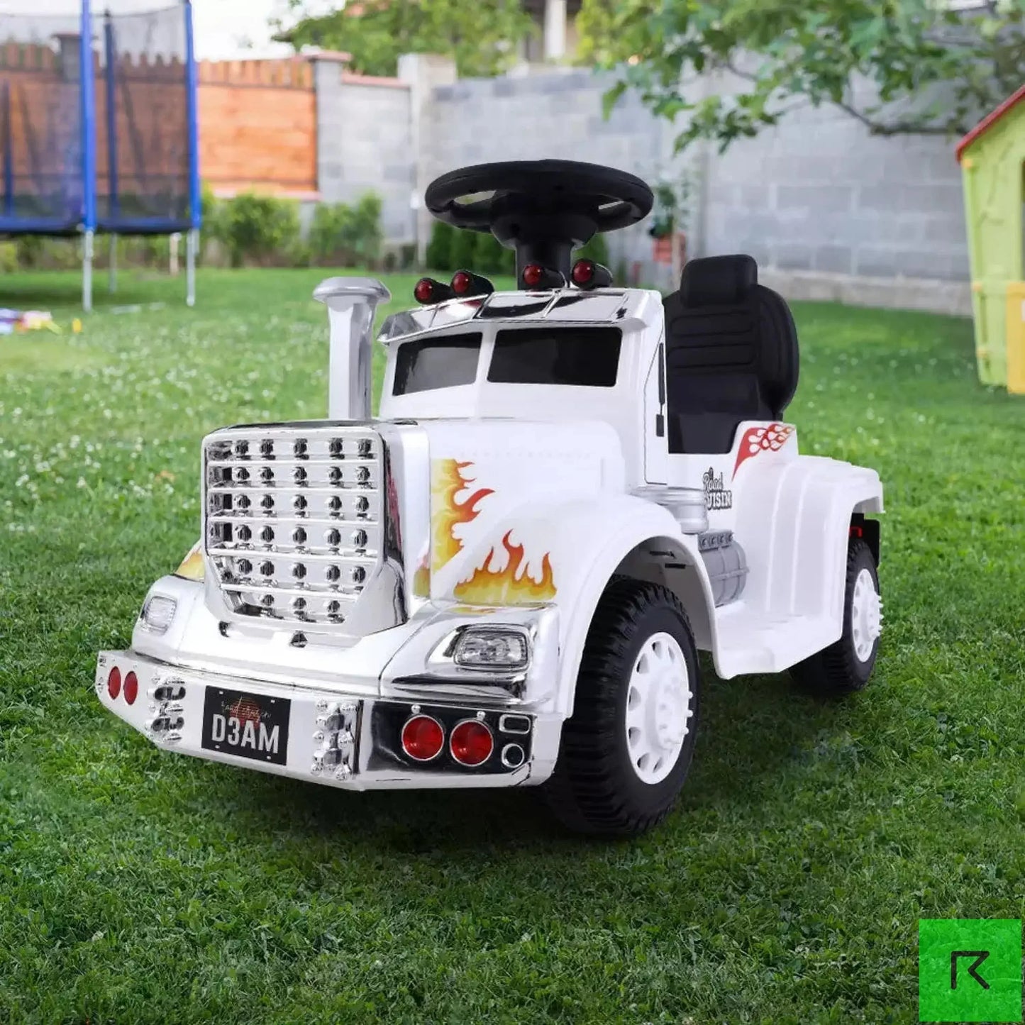 TRUCKY kids white electric ride on truck car