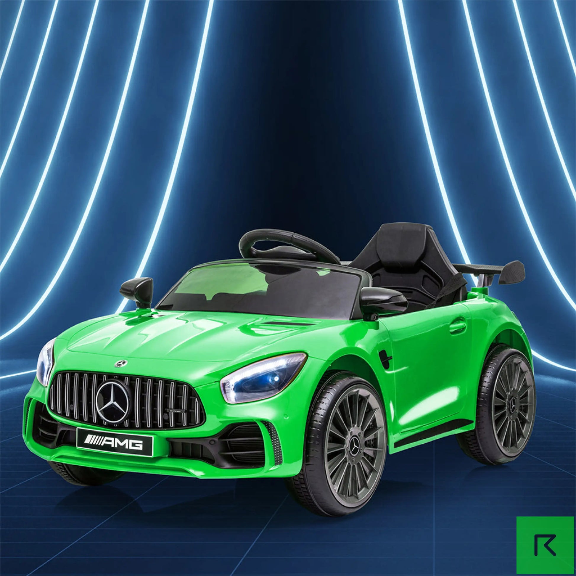 Kids Green 12 V AMG GTR Licensed Mercedes-Benz Ride On Electric Car - Ride on car