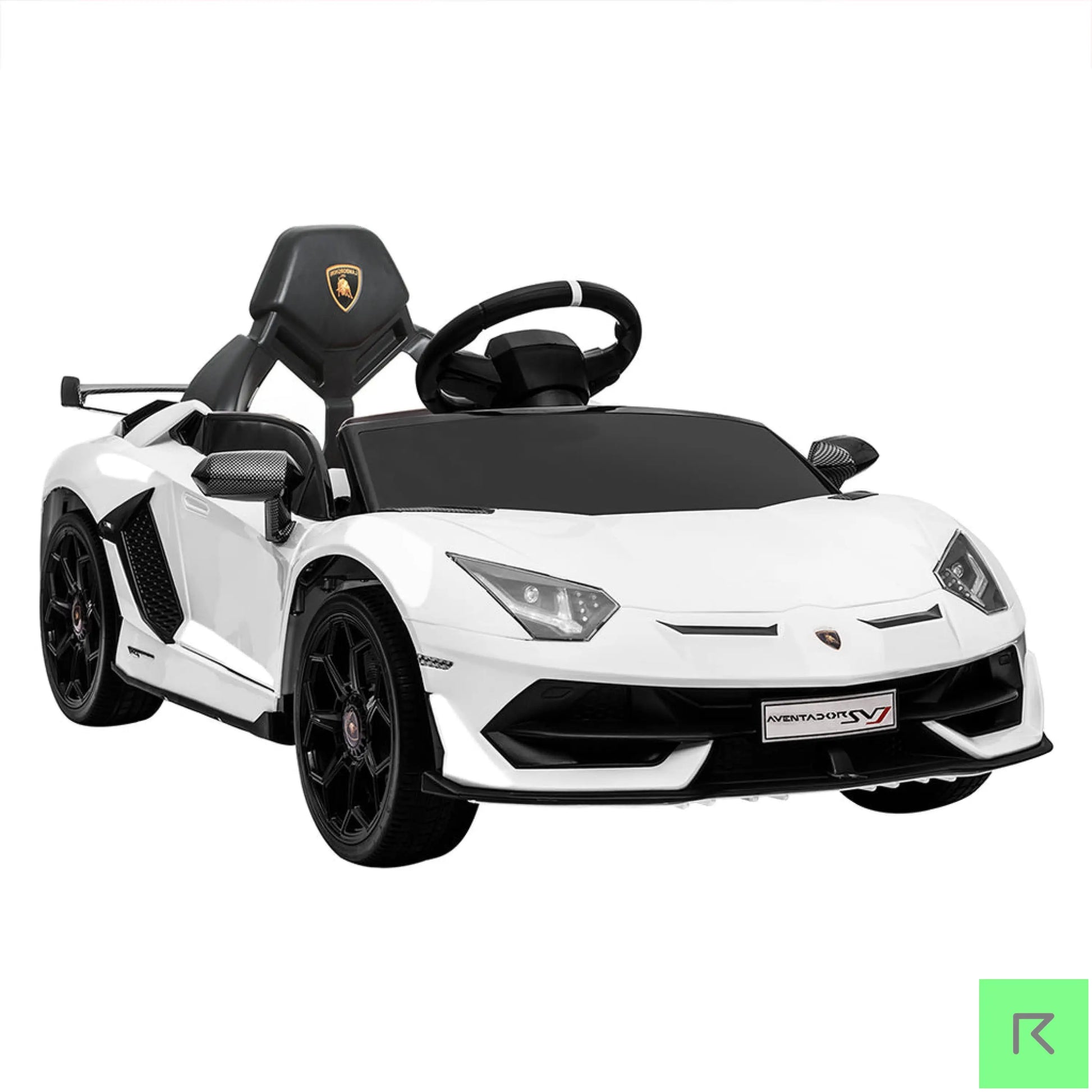 Lamborghini SVJ Kids White Electric Ride On Car - kids ride on car
