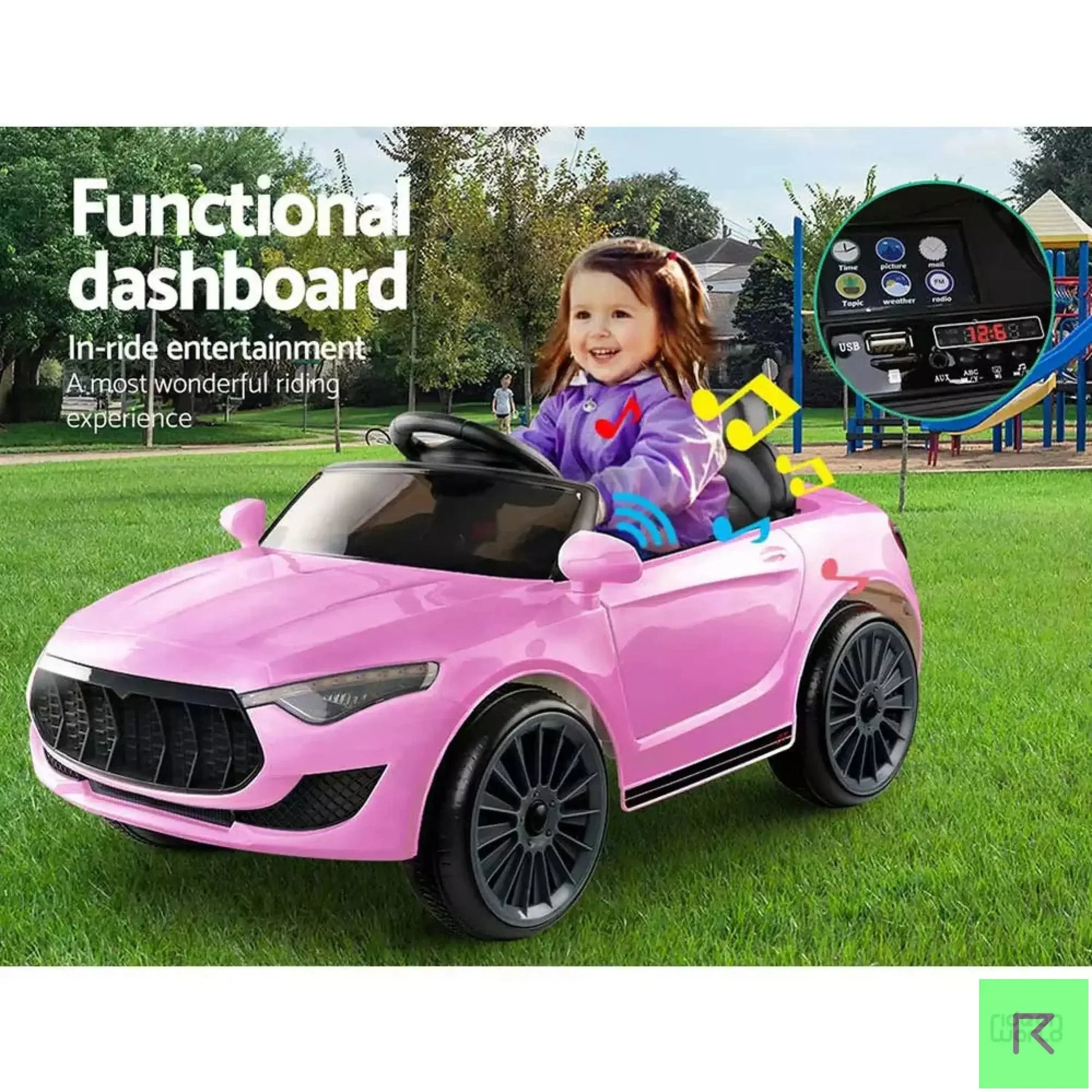 ROW KIDS Kids Ride On Car Battery Electric Toy Remote Control Pink Cars Dual Motor