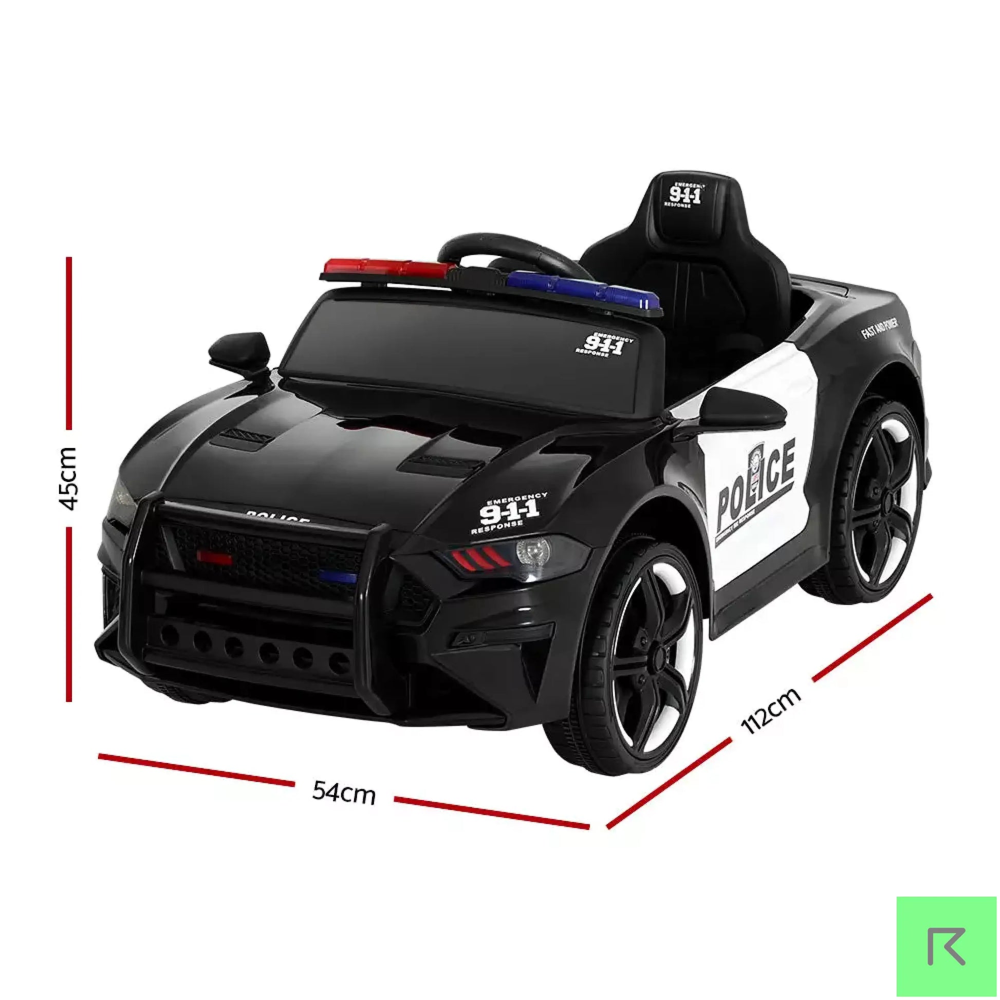 Police Kids Black Ride On Electric Car - KIDS RIDE