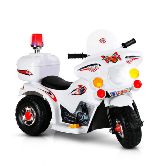 Rigo Kids Electric Ride On Police Motorcycle Motorbike 6V Battery White - Baby & Kids > Ride on Cars Go-karts & Bikes