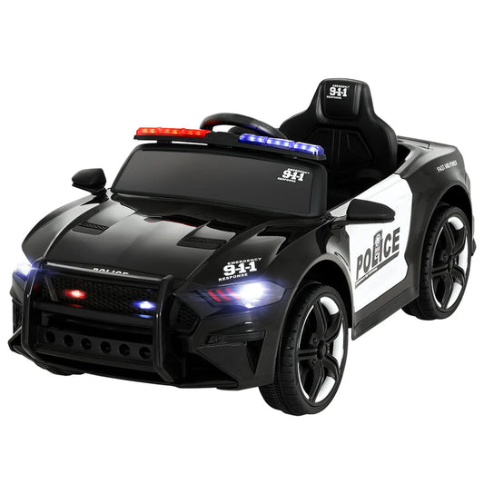 Rigo Kids Ride On Car Electric Patrol Police Cars Battery Powered Toys 12V Black - Baby & Kids > Ride on Cars Go-karts