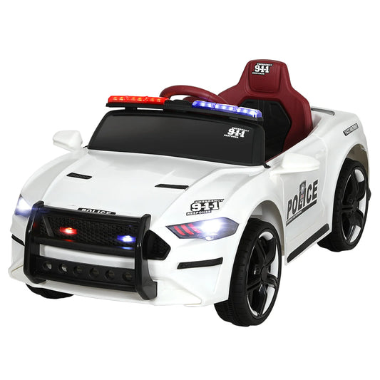 Rigo Kids Ride On Car Electric Patrol Police Cars Battery Powered Toys 12V White - Baby & Kids > Ride on Cars Go-karts