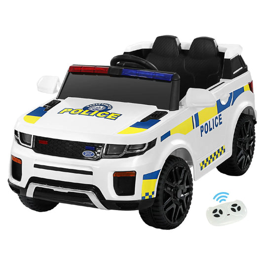 Rigo Kids Ride On Car Electric Patrol Police Toy Cars Remote Control 12V White - Baby & Kids > Ride on Cars Go-karts &
