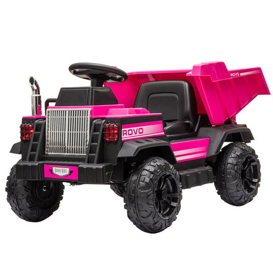 ROVO KIDS Electric Ride On Children’s Toy Dump Truck with Bluetooth Music - Pink - Baby & Kids > Ride on Cars