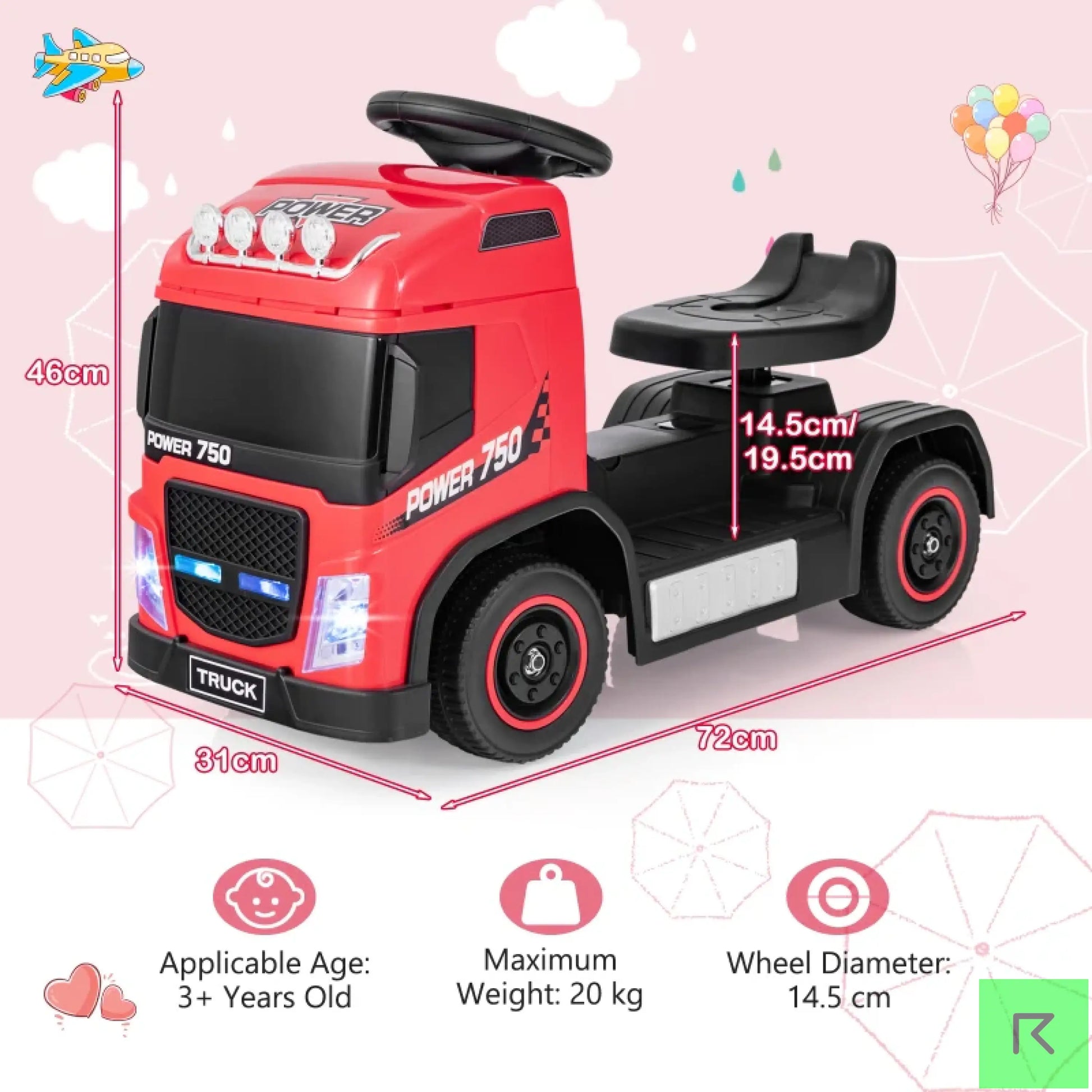 Truckster Red Kids Ride On Push Truck - Truck